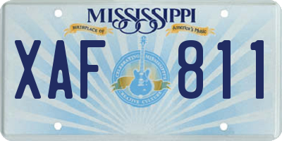 MS license plate XAF811