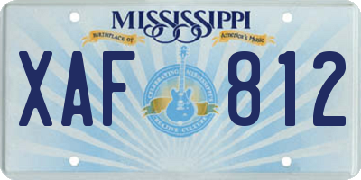 MS license plate XAF812