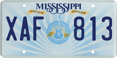 MS license plate XAF813