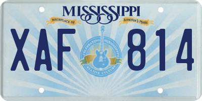 MS license plate XAF814