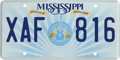 MS license plate XAF816