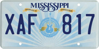 MS license plate XAF817