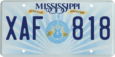 MS license plate XAF818