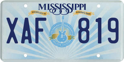 MS license plate XAF819