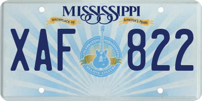 MS license plate XAF822