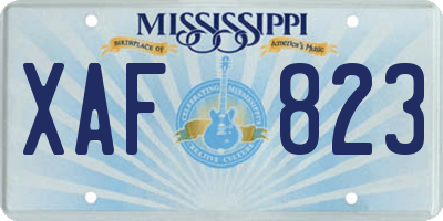 MS license plate XAF823