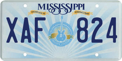 MS license plate XAF824