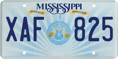 MS license plate XAF825