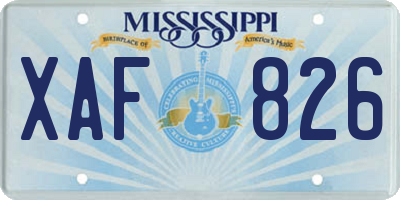 MS license plate XAF826