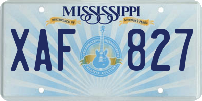 MS license plate XAF827