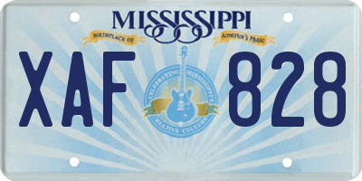 MS license plate XAF828