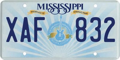 MS license plate XAF832