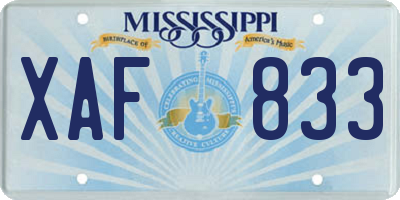 MS license plate XAF833
