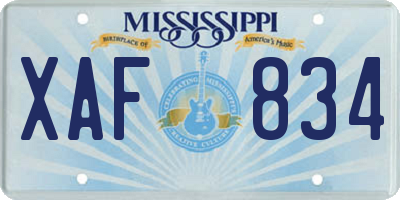 MS license plate XAF834
