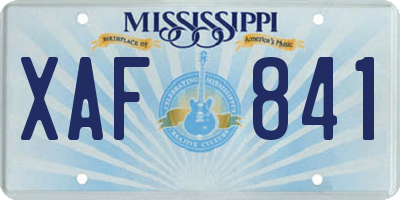 MS license plate XAF841