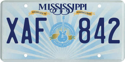 MS license plate XAF842