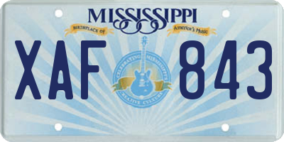 MS license plate XAF843