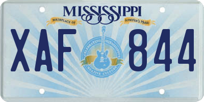 MS license plate XAF844
