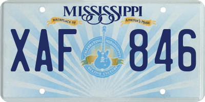 MS license plate XAF846