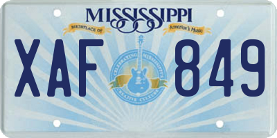MS license plate XAF849