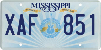MS license plate XAF851