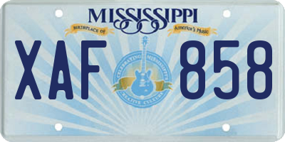 MS license plate XAF858