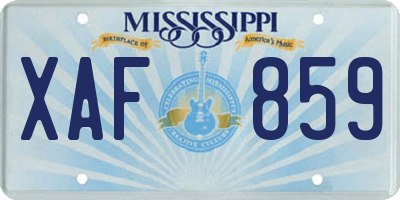 MS license plate XAF859