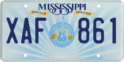 MS license plate XAF861