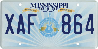 MS license plate XAF864