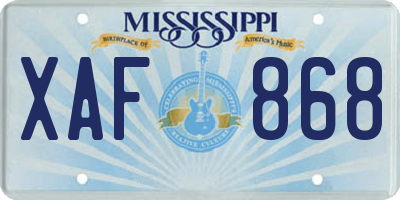 MS license plate XAF868