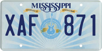 MS license plate XAF871