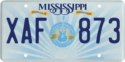 MS license plate XAF873