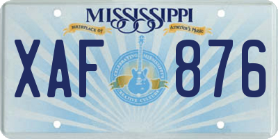MS license plate XAF876