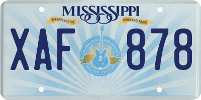 MS license plate XAF878