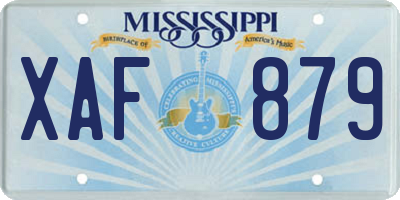 MS license plate XAF879