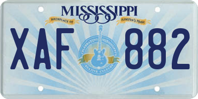 MS license plate XAF882