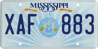 MS license plate XAF883
