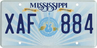 MS license plate XAF884
