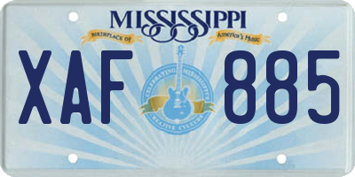 MS license plate XAF885