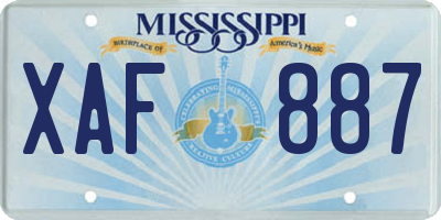 MS license plate XAF887