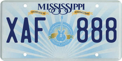 MS license plate XAF888