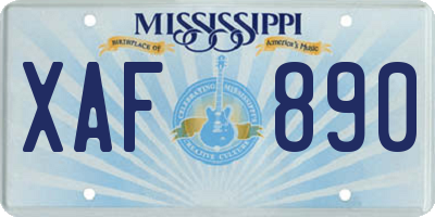 MS license plate XAF890