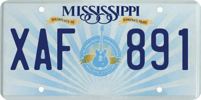 MS license plate XAF891