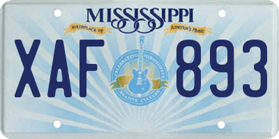 MS license plate XAF893