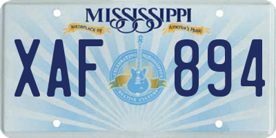 MS license plate XAF894