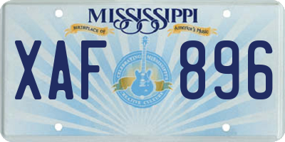 MS license plate XAF896