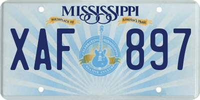 MS license plate XAF897