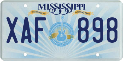 MS license plate XAF898
