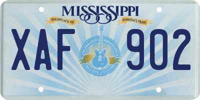 MS license plate XAF902