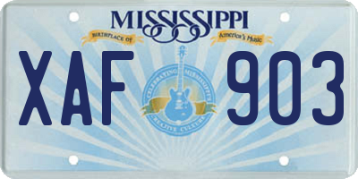MS license plate XAF903